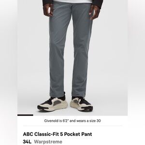 Used Lululemon ABC Classic-Fit 5 Pocket Pant- Dark Grey